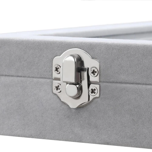 Patogi papuošalų dėžutė su aksomu ir stiklu