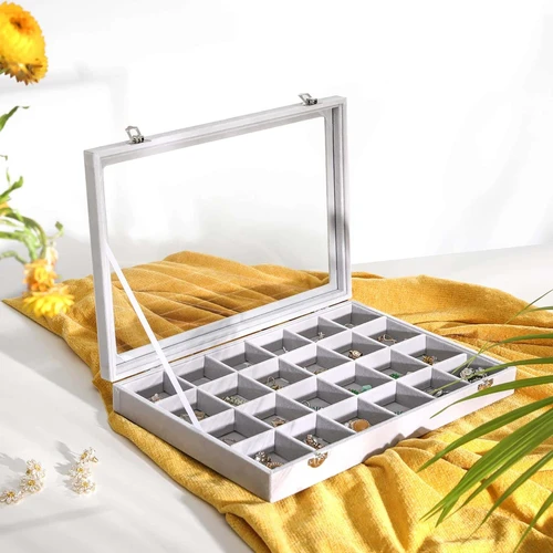 Klasikinė pilka papuošalų dėžutė SONGMICS