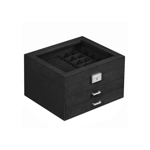 Papuošalų dėžutė su užraktu JBC158B01, juodos spalvos