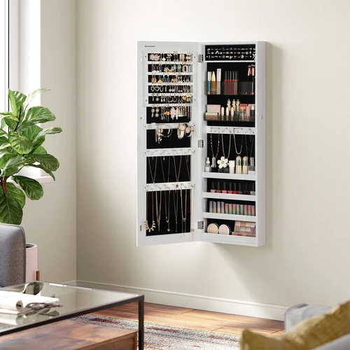 Saugi papuošalų spinta su dviem raktais ir veidrodžiu