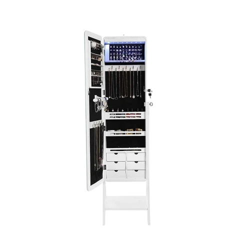 Elegantiška balta papuošalų dėžė su stiklu ir MDF