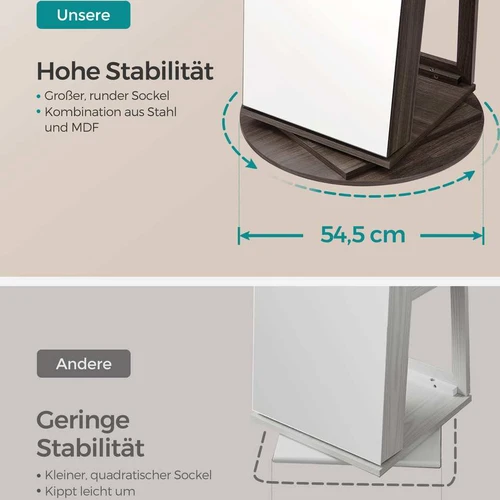 Moderni papuošalų spintelė su veidrodiu 162 cm aukščio