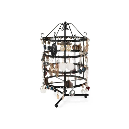 Elegantiškas vario spalvos papuošalų stovas su 360° pasukimu