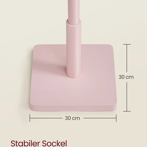 Pastatoma drabužių kabykla VASAGLE, 8 kabliukai, Rožinė, 30 × 175 × 30 cm - Rūbų kabyklos