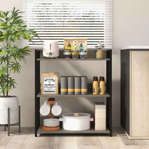 Pastatoma knygų lentyna, 3 pakopų, reguliuojamos lentynos, Pilka/ruda, 70 × 81 × 35 cm - Lentynos