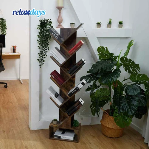 Pastatoma knygų lentyna Relaxdays, 9 lentynos, 1 stalčius, 38 × 146 × 22 cm - Lentynos