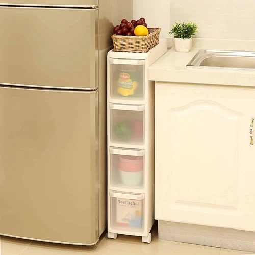 Lengvai prižiūrima lentyna su peršviečiamais stalčiais