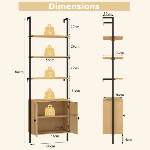 Saugi lentyna 60x30x184cm – tvirtinimas prie sienos