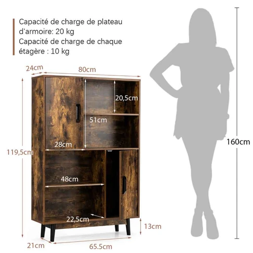 Pastatoma lentyna 80x24x119,5cm., rudos spalvos