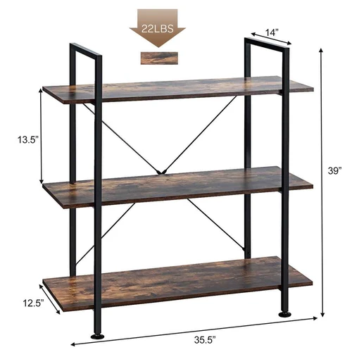 Pastatoma lentyna 90x36x99cm., rudos/juodos spalvos