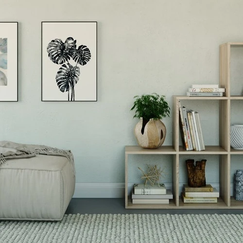 Moderni lentyna su abipuse apdaila - tinka bet kuriai patalpai