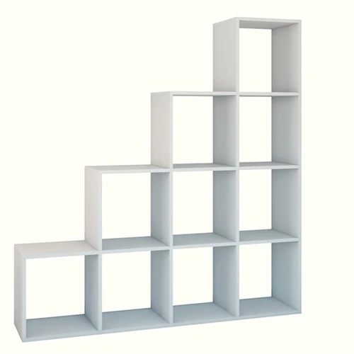 Moderni laiptuota lentyna balta spalva – puikus knygų ir dekoracijų laikiklis