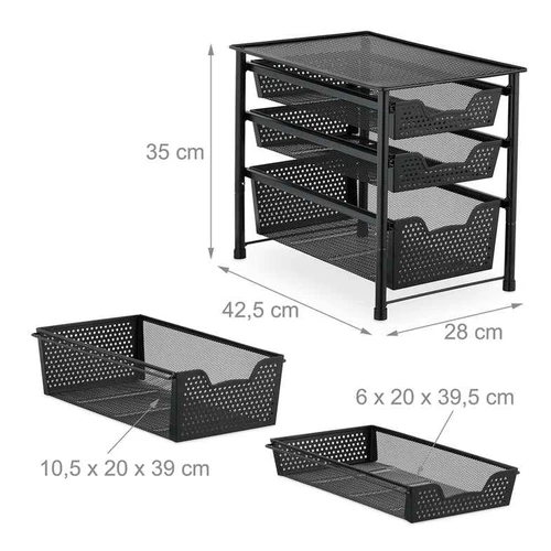 Pastatoma virtuvės lentyna 35x28x42,5cm., juodos spalvos - Vežimėliai, lentynos, priedai