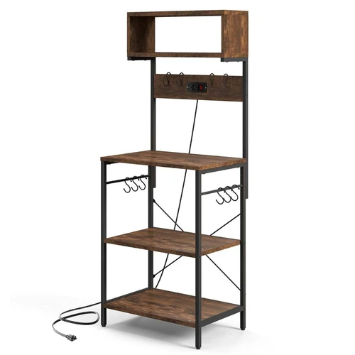 Pastatoma virtuvės spintelė, 4 lentynos, 10 kabliukų, 60 × 153 × 42 cm - Virtuvės spintelės