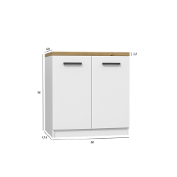 Kompaktiška medžio drožlių spintelė baltu fasadu