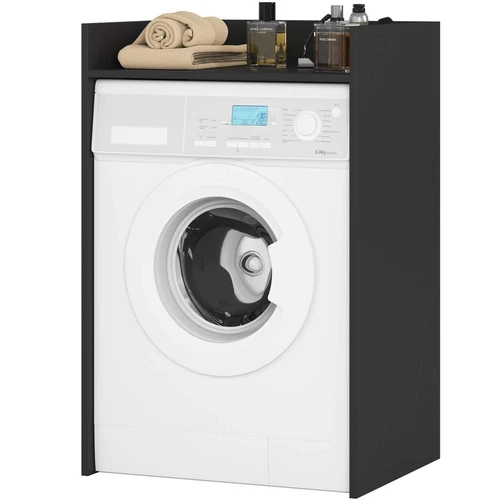 Pastatoma vonios spintelė FIN, virš skalbyklės, juodos spalvos, 64 × 98 × 50 cm - Vonios spintelės