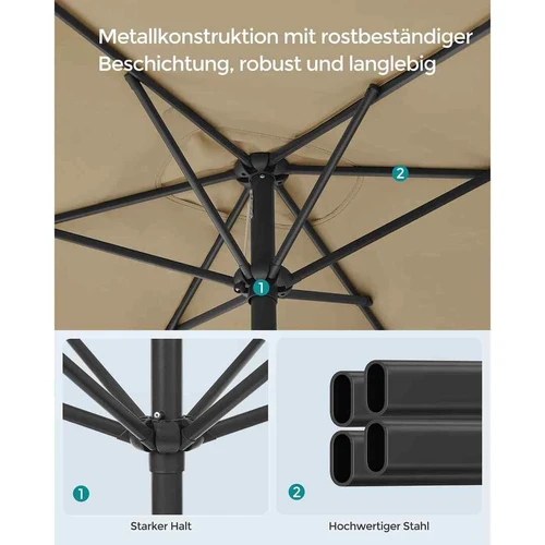 Pastatomas stačiakampis skėtis 200 x 150 cm su rėmu, šviesiai rudos spalvos - Lauko skėčiai
