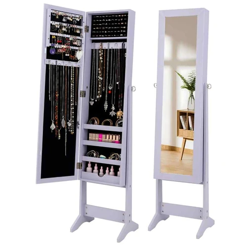 Pastatomas veidrodis-papuošalų spintelė 35x30x144cm., violetinės/juodos spalvos