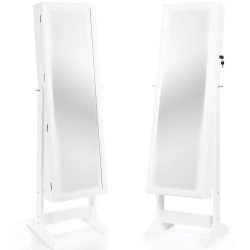 Pastatomas veidrodis-papuošalų spintelė 41x36,5x146cm., baltos/juodos spalvos