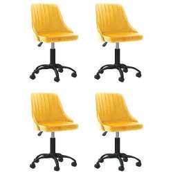 Pasukamos valgomojo kėdės, 4 vnt., geltonos spalvos, aksomas