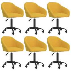 Pasukamos valgomojo kėdės, 6 vnt., geltonos spalvos, aksomas