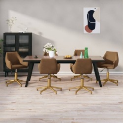 Pasukamos valgomojo kėdės, 6vnt., (rudos spalvos), aksomas