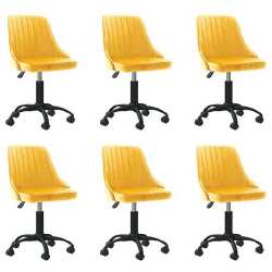 Pasukamos valgomojo kėdės, geltonos spalvos, aksomas, 6vnt.