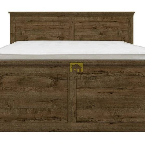 Moderni ąžuolo spalvos lova be grotelių ir čiužinio