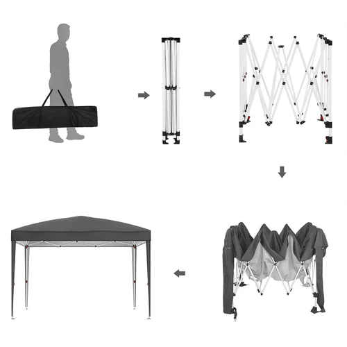 Kokybiškas paviljonas su plieninėmis kojelėmis ir poliesterio medžiaga