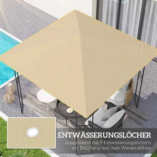 Smėlio spalvos pakaitinis stogelis 3x3m pavėsinei