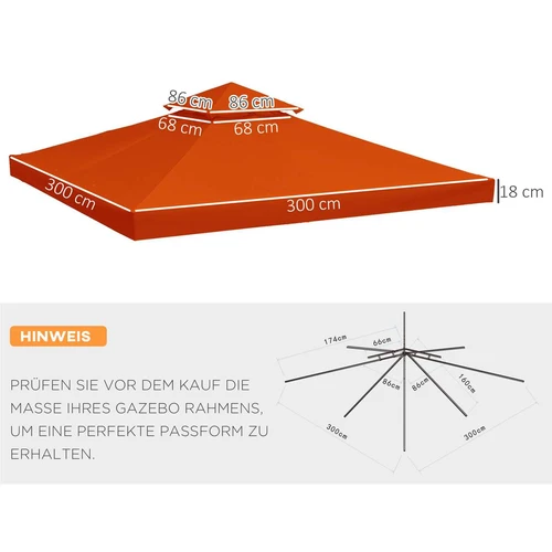 Vandenį atstumiantis 3x3 m pavėsinės stogas