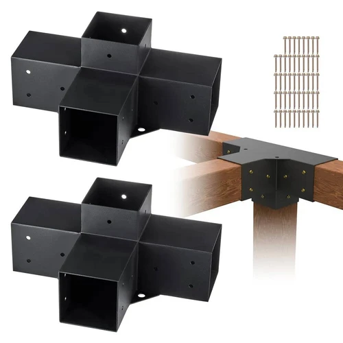 Pergolės laikiklių rinkinys 10,2x10,2 cm, 2 vnt., 4 krypčių mediniai kampai