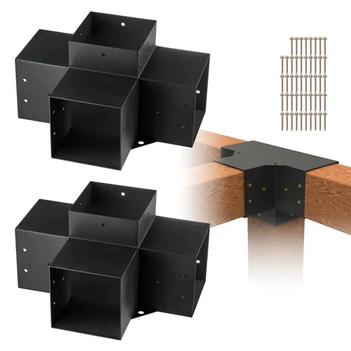 Pergolės laikiklių rinkinys 6x6, 2 vnt., 4 krypčių mediniai kampai