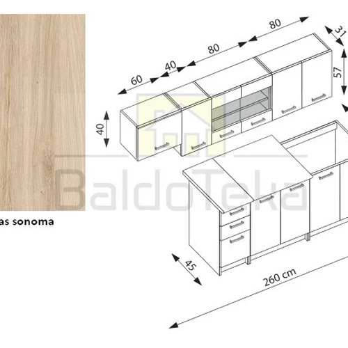Balta matinė ir ąžuolo sonoma kombinacija