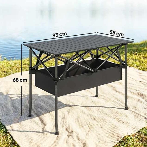 Pikniko stalas, sulankstomas, Juoda, 93 × 68 × 55 cm - Kėdės