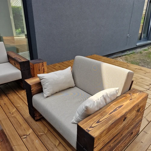 Platintas lauko fotelis, deginta mediena ¦ TIMBER - Foteliai, sofos