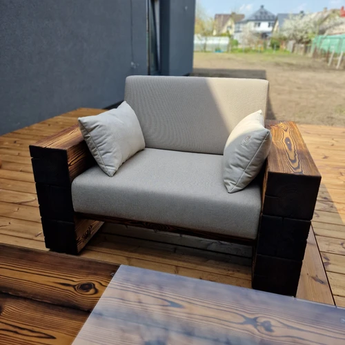 Platintas lauko fotelis, deginta mediena ¦ TIMBER - Foteliai, sofos