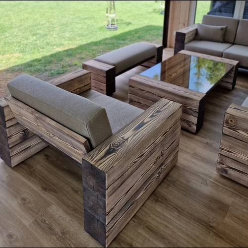 Platintas lauko fotelis, deginta mediena ¦ TIMBER