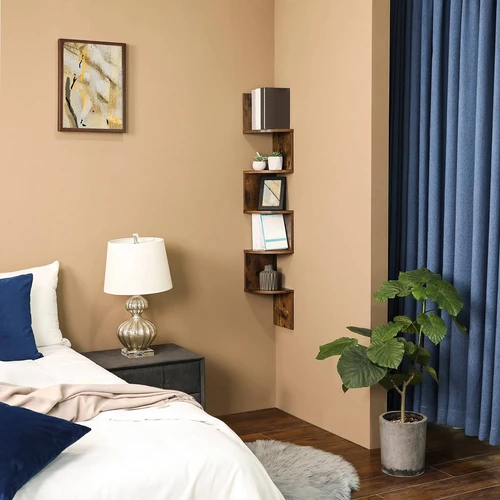 Tamsiai ruda VASAGLE knygų spinta – stilinga ir patvari