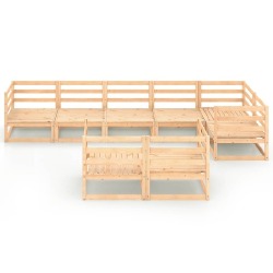 Poilsio baldų komplektas, 8 dalių, pušies medienos masyvas - Lauko baldų komplektai
