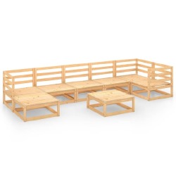 Poilsio komplektas, 8 dalys, pušies medienos masyvas - Lauko baldų komplektai
