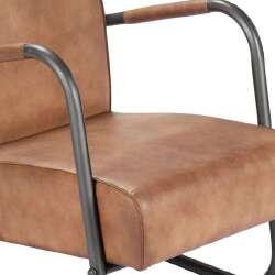 Poilsio krėslas, šviesiai ruda, tikra oda - Foteliai