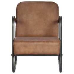 Poilsio krėslas, šviesiai ruda, tikra oda - Foteliai