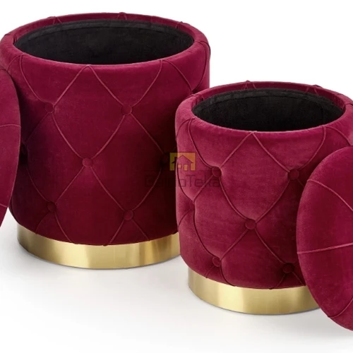 Compact Velvet Bar Stools, 40x44 cm, Bordo/Gold