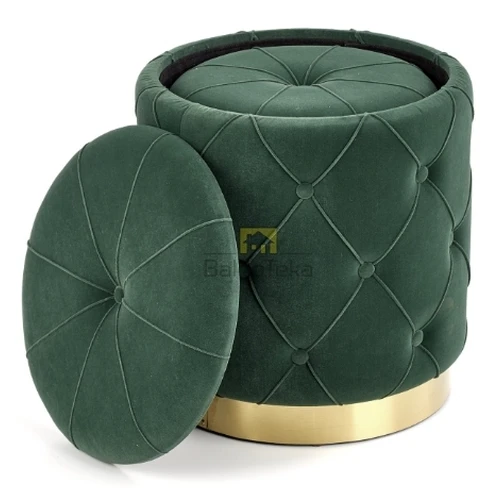 Chromuoto plieno kėdė su tamsiai žaliu aksomu