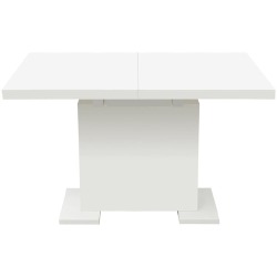 Prailginamas valgomojo stalas, labai blizgus, baltas - Stalai