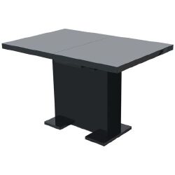 Prailginamas valgomojo stalas, labai blizgus, juodas - Stalai