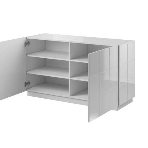 Šiuolaikiška spinta su LED apšvietimu ir blizgiu frezavimu