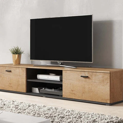 Modernus TV stalas 180cm su blizgiu MDF priekiu