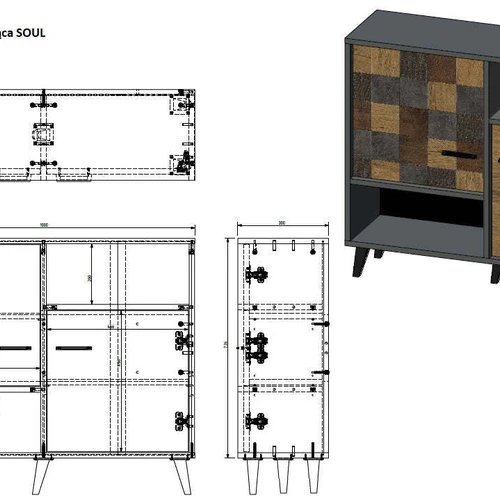Moderni spinta su antracito korpusu ir dekoru